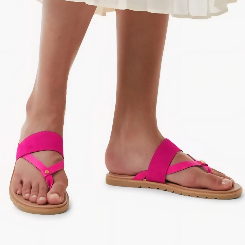 SOREL Ella II Easy Flip Sandals In Fuchsia Fizz Pink / Sea Salt Womens US 7 - Picture 2 of 9